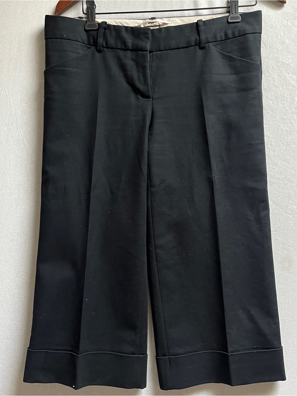 Talula Babaton Black Cropped Wide-Leg Dress Pants Size 6 Cuffed Hem Workwear